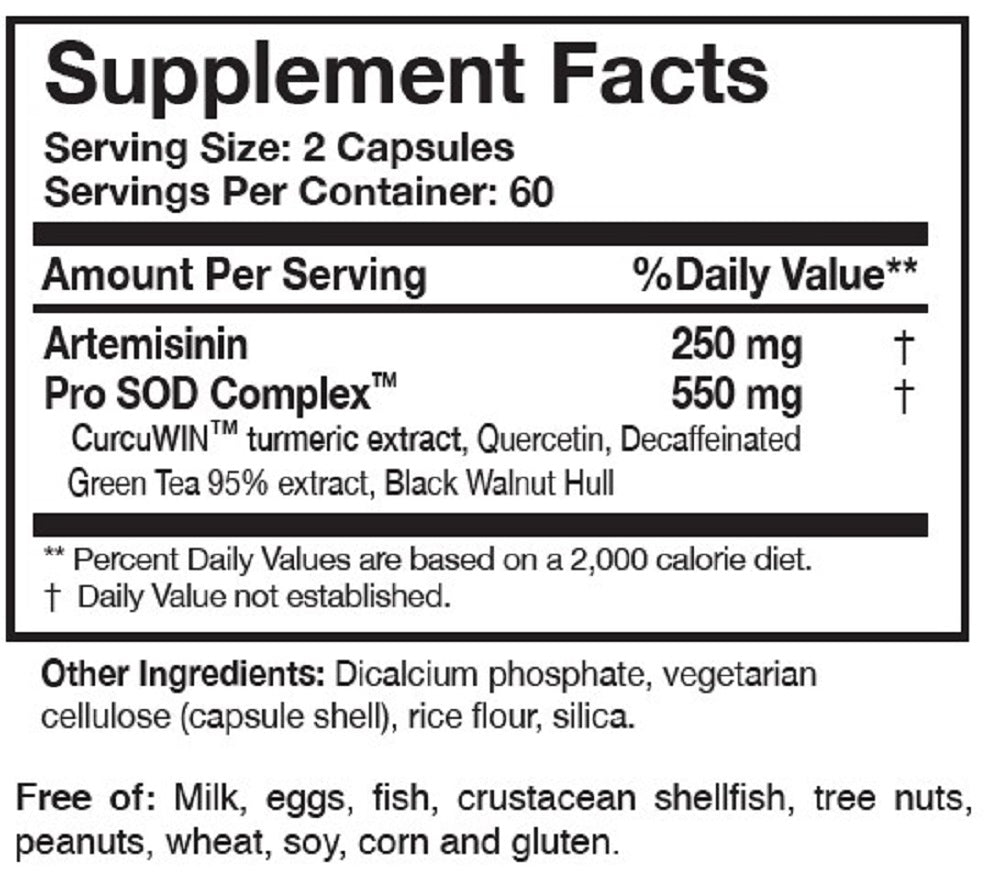 Researched Nutritionals | Artemisinin SOD™ | Ingredients