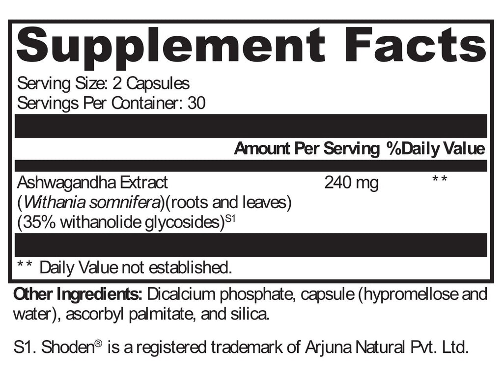 Protocols For Health, Ashwagandha + 60 Veg Capsules Ingredients