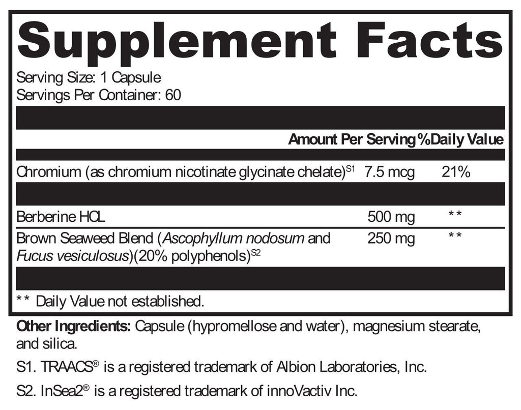 XYMOGEN, Berberine with InSea2® 60 Capsules Ingredients