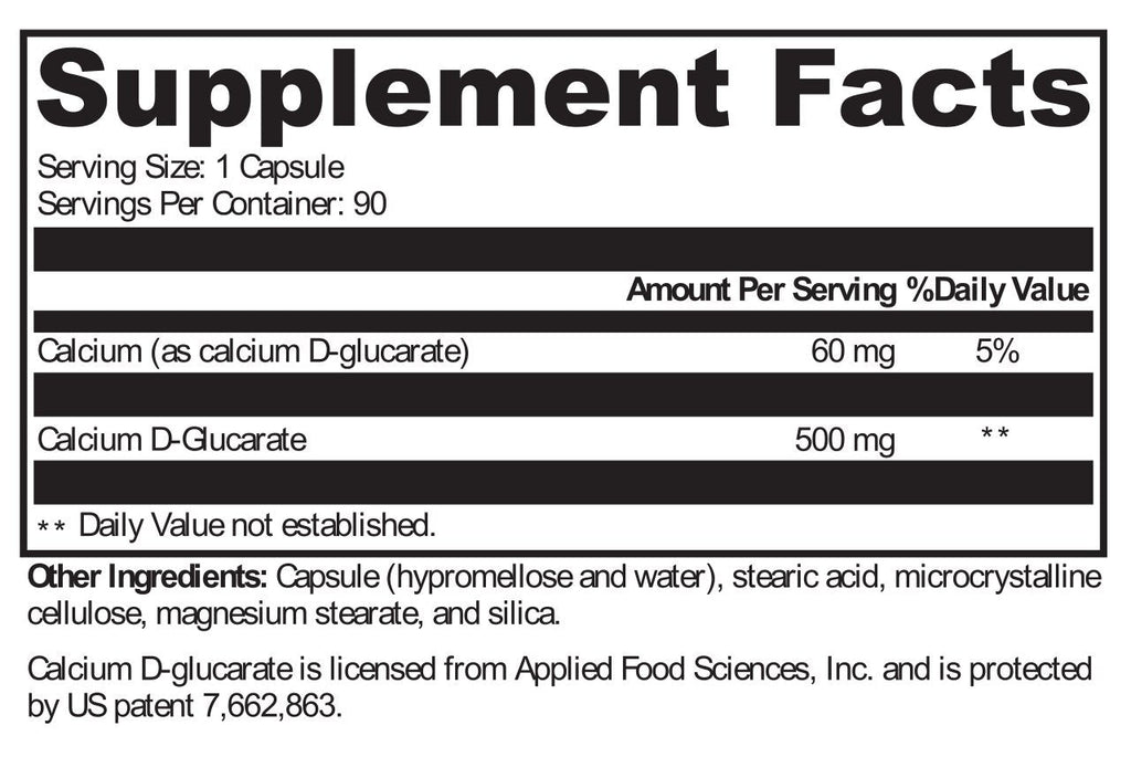 XYMOGEN, Calcium D-Glucarate 90 Capsules Ingredients