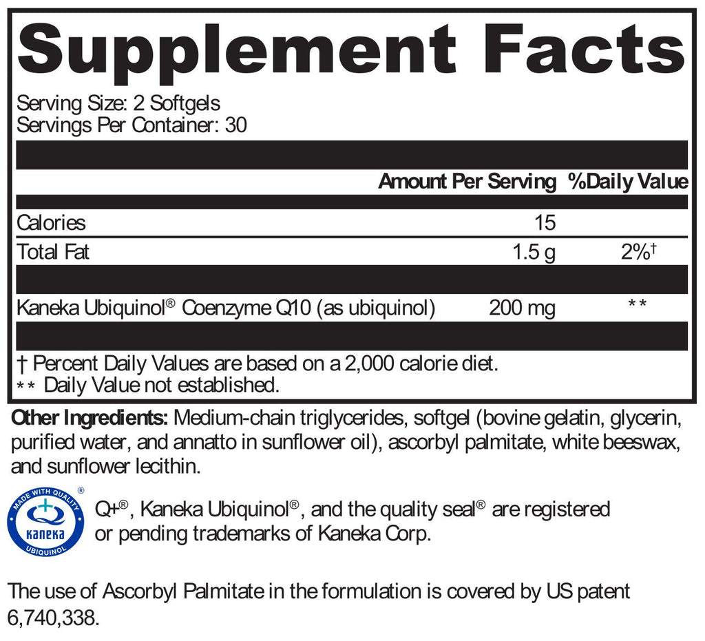 XYMOGEN, CoQmax™ Ubiquinol 60 Softgels Ingredients