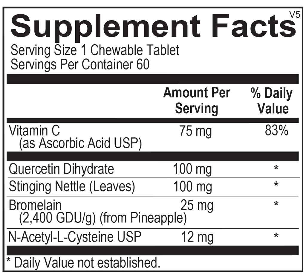 Ortho Molecular, D-Hist Jr.™ 60 Chewable Tablets Ingredients