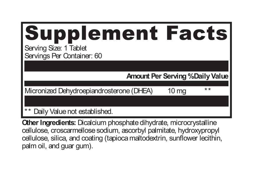 XYMOGEN, DHEA Micronized 10mg 60 Tablets Ingredients