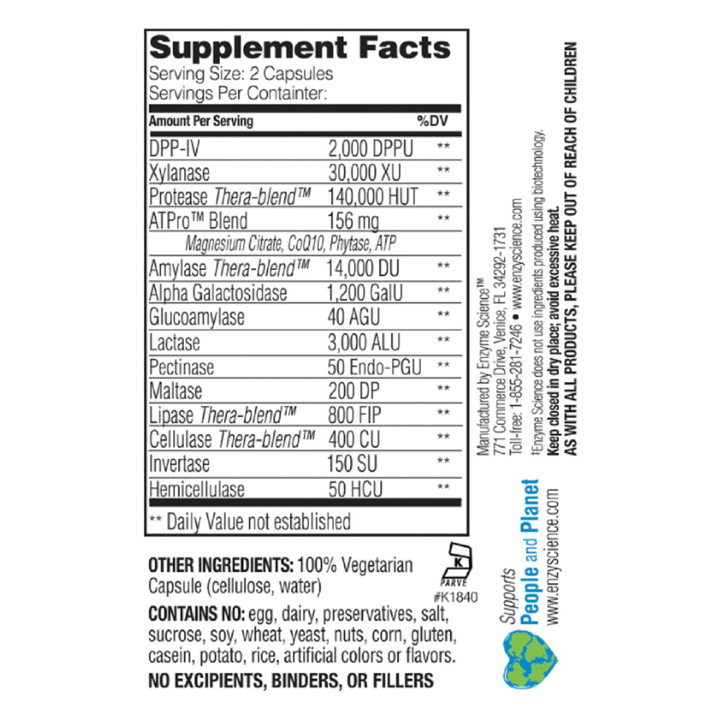 Enzyme Science, Intolerance Complex 90 Capsules Ingredients