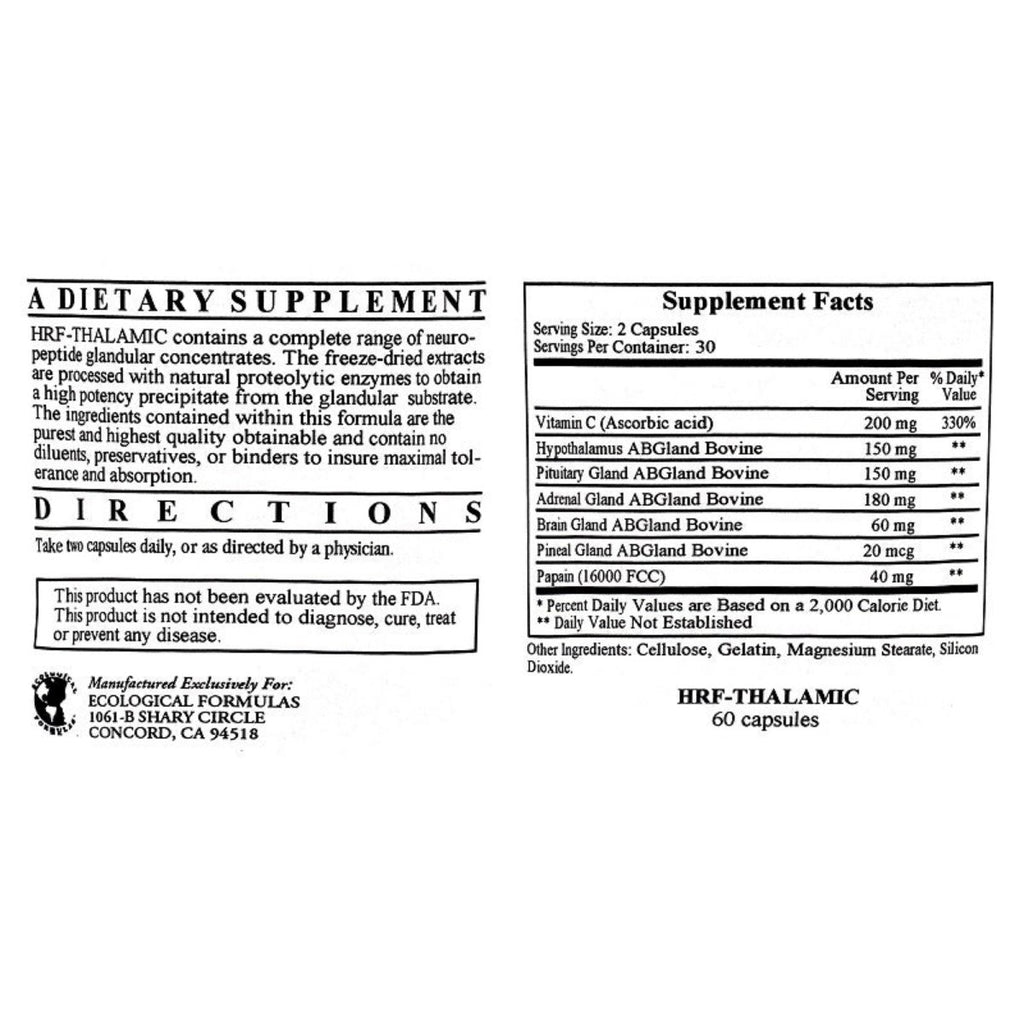 Ecological Formulas, HRF-Thalamic 60 Capsules Ingredients