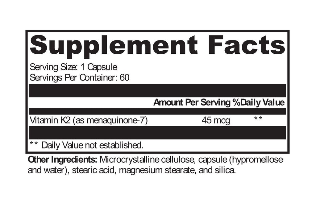 XYMOGEN, K2-45 60 Capsules Ingredients