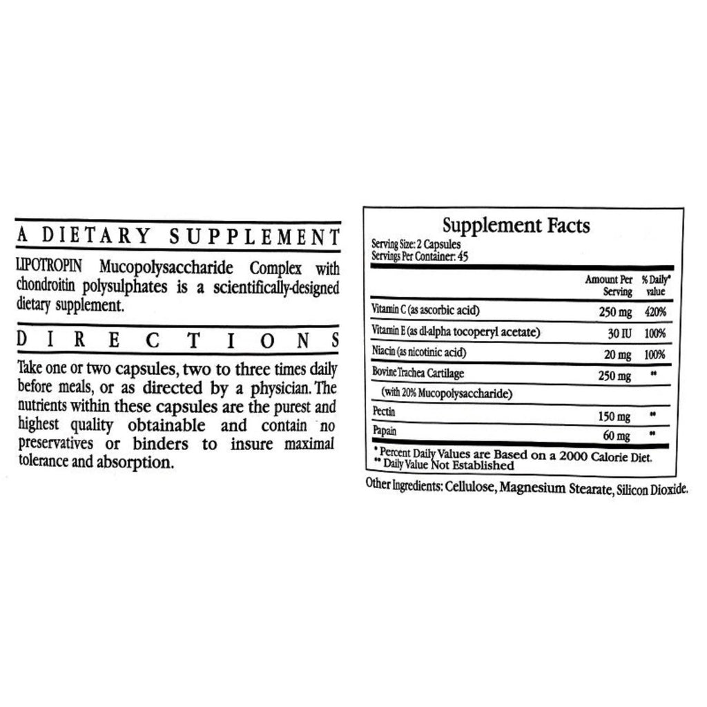 Ecological Formulas, Lipotropin 90 Capsules Ingredients