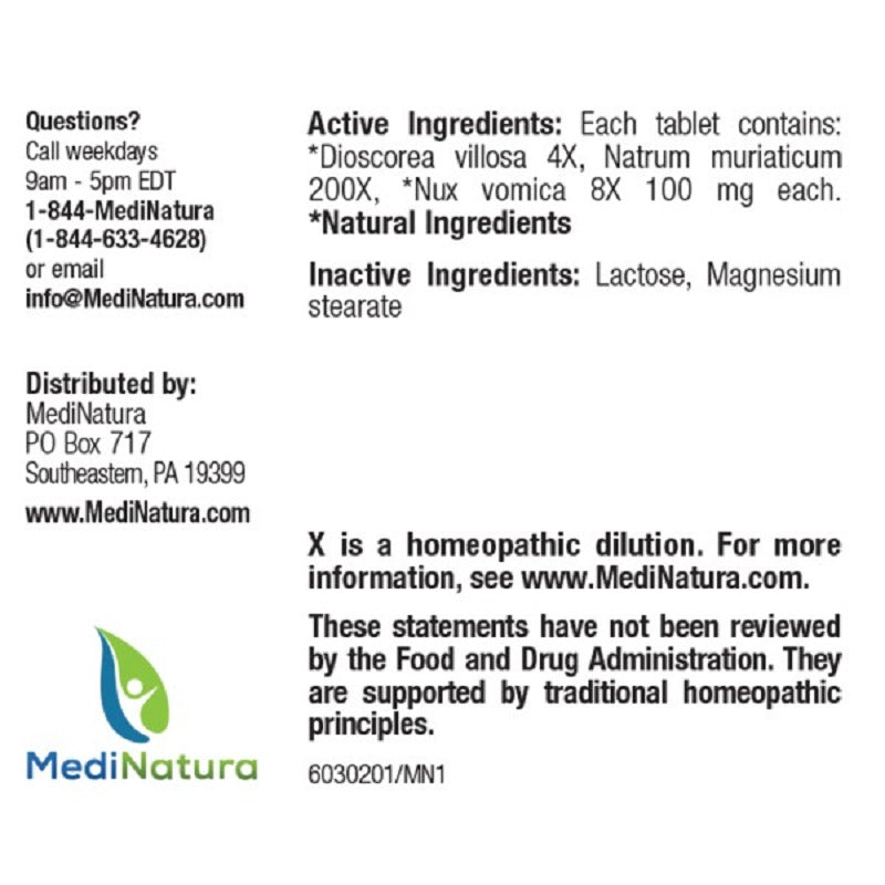 MediNatura, BHI Constipation Relief Ingredients