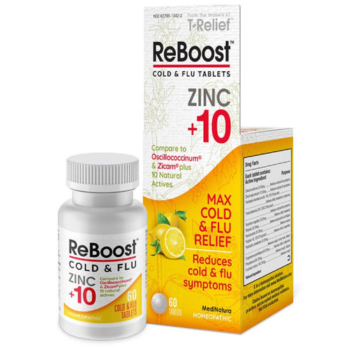 MediNatura, ReBoost Cold & Flu Tablets Zinc +10 Lemon 60 Tablets