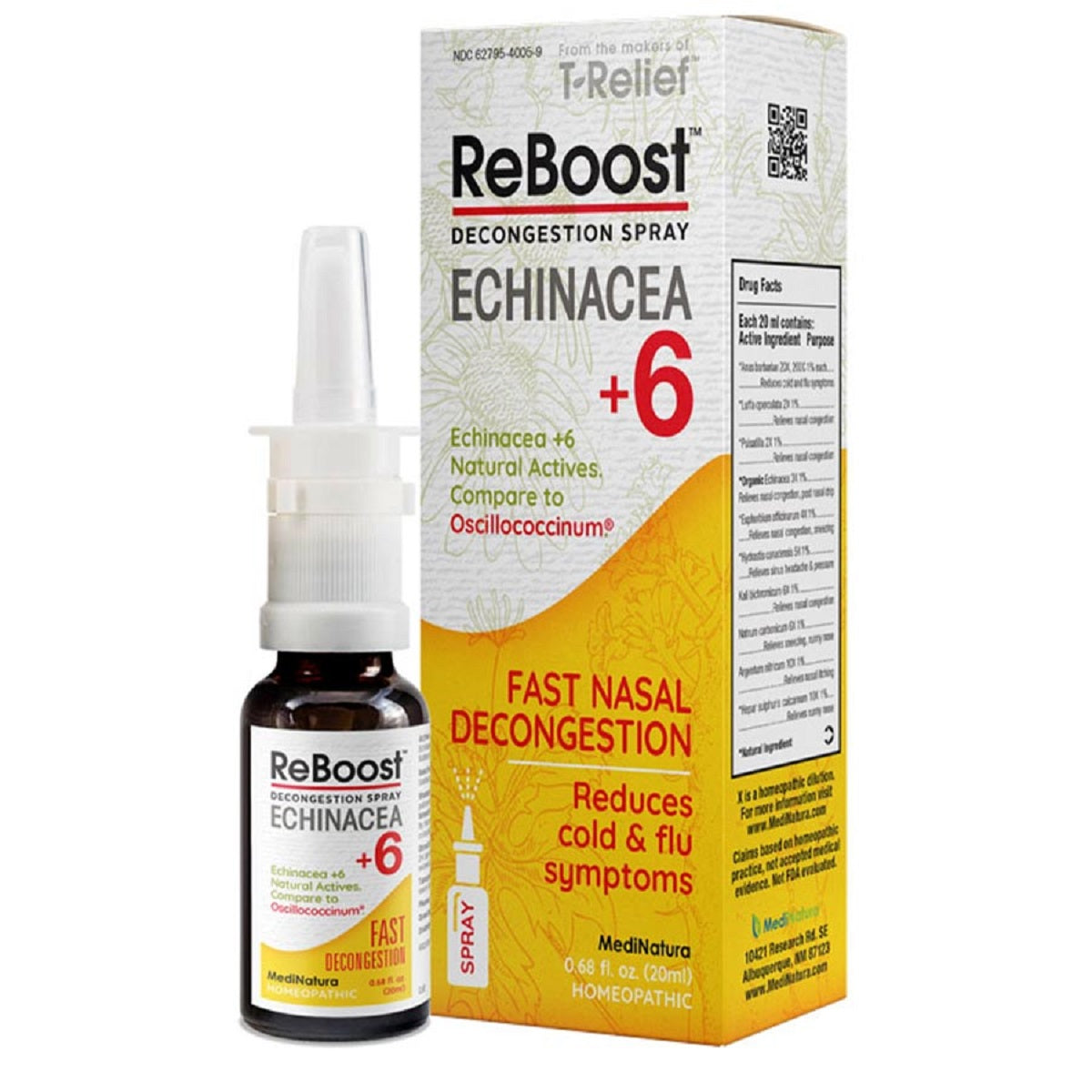 MediNatura, ReBoost Nasal Spray Echinacea+6 Decongestion 0.68 oz For