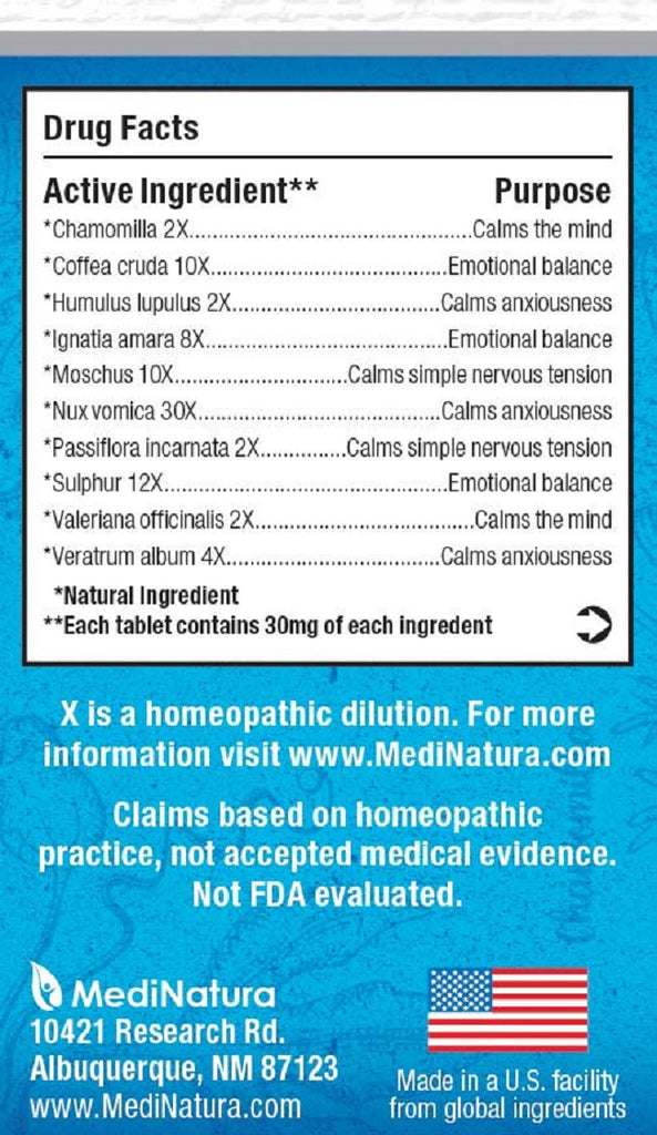MediNatura, WellMind Calming 100 Tablets Ingredients