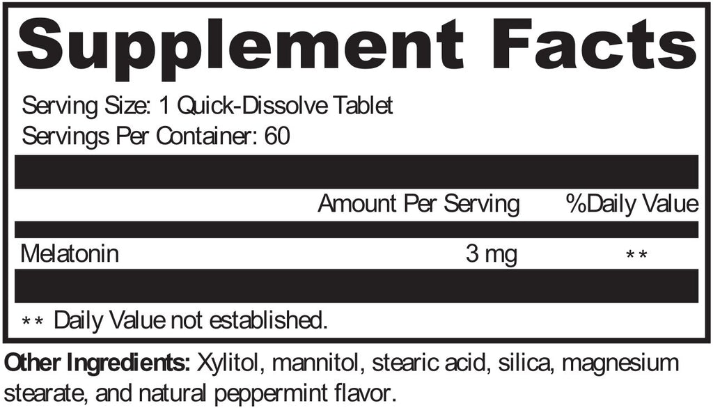 Protocols For Health, Melatonin 60 Tablets Ingredients