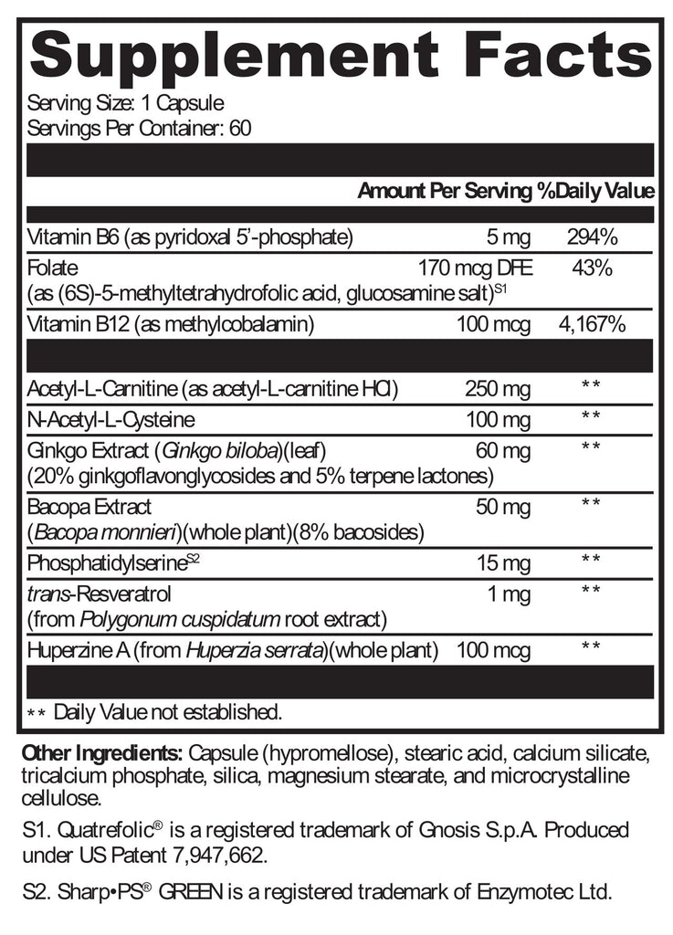Protocols For Health, Cognimatrix + 60 Vegetarian Capsules Ingredients