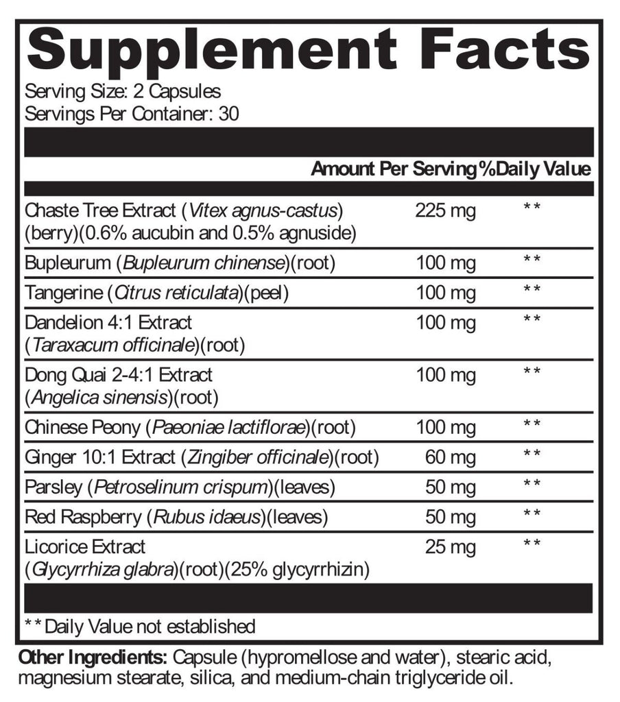 XYMOGEN, PMS Soothe™ 60 Capsules Ingredients
