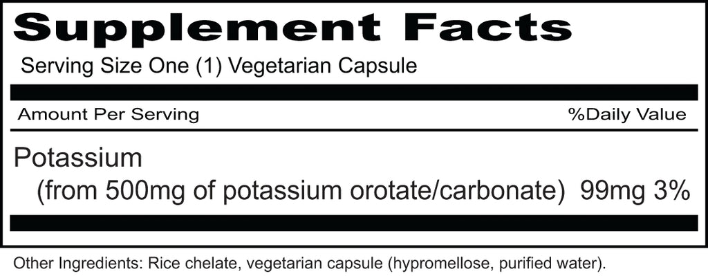 Priority One | Potassium Orotate | 100 Vegetarian Capsules