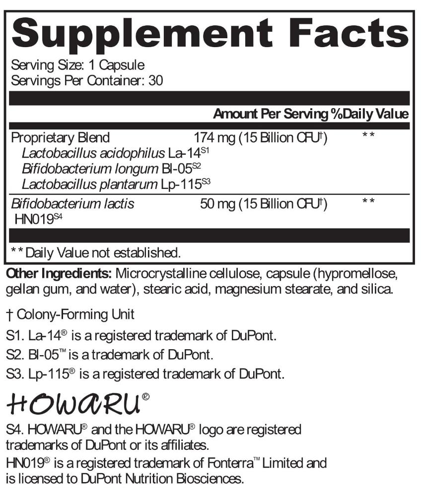 XYMOGEN, ProbioMax Daily DF 30 Capsules Ingredients