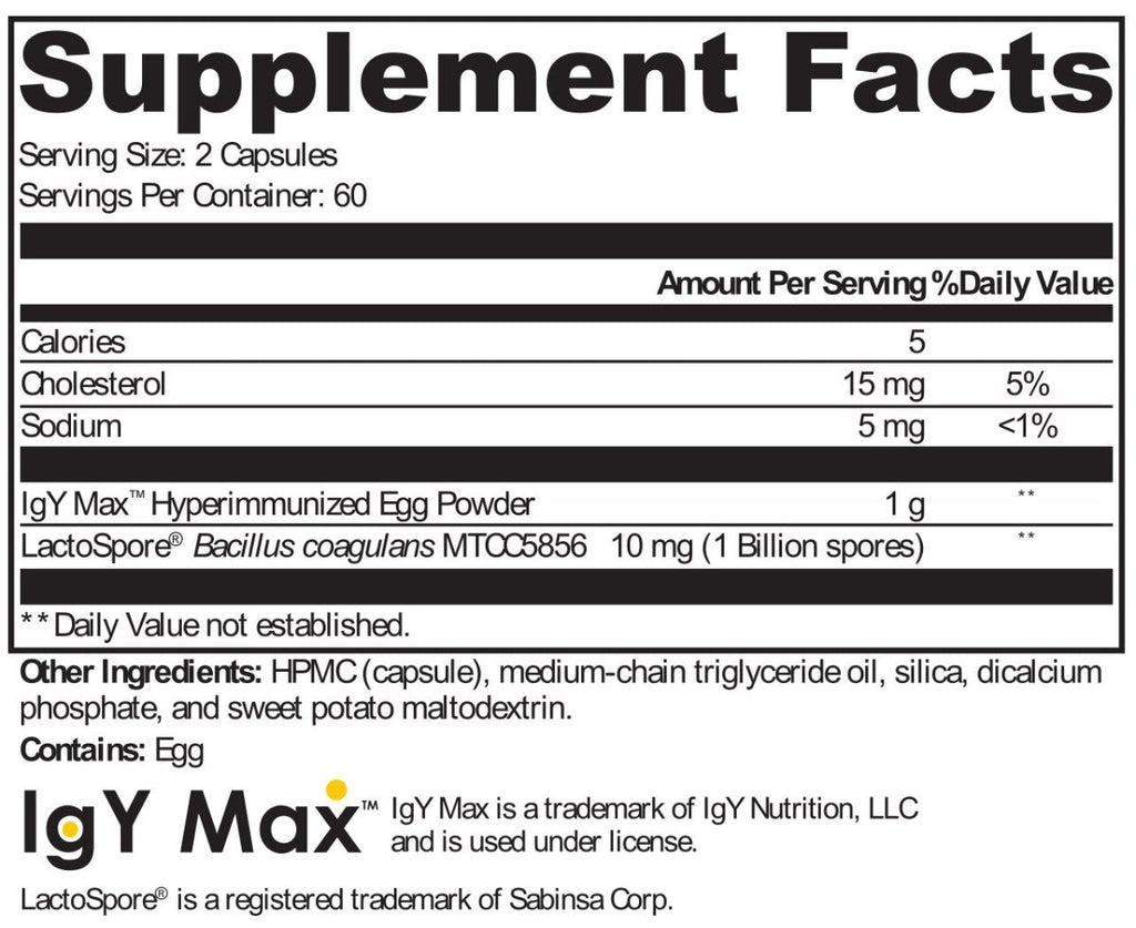 XYMOGEN, ProbioMax IG 26 DF 120 Capsules Ingredients
