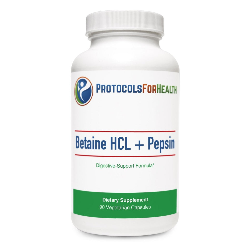 Protocols For Health, Betaine HCL + Pepsin 90 Vegetarian Capsules