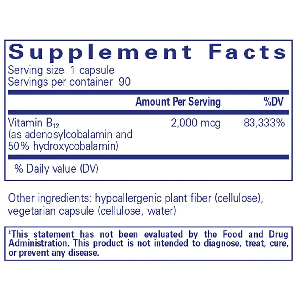 Pure Encapsulations, Adenosyl/Hydroxy B12 90 Capsules Ingredients