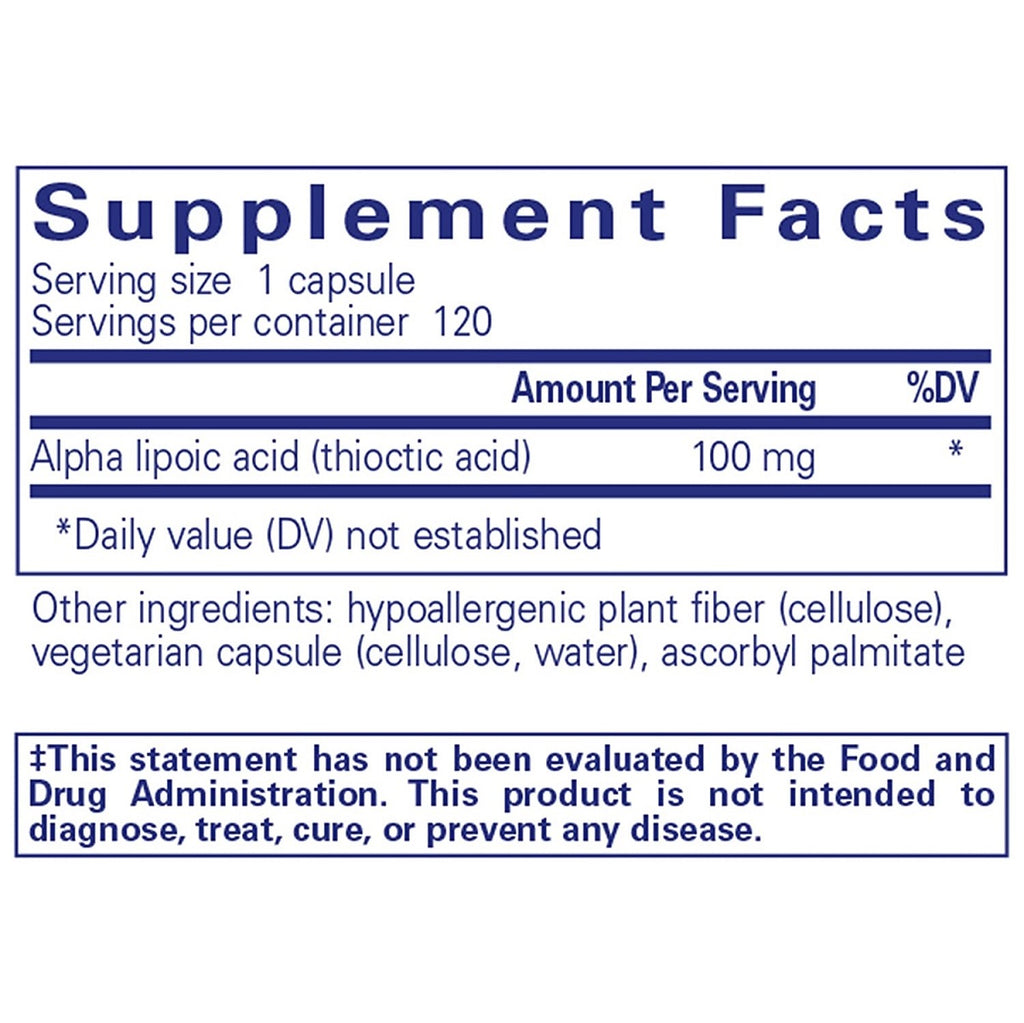 Pure Encapsulations, Alpha Lipoic Acid 100 mg Ingredients