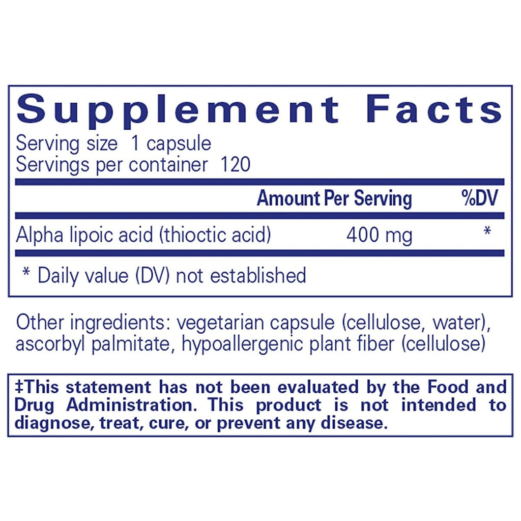 Pure Encapsulations, Alpha Lipoic Acid 400 mg Ingredients