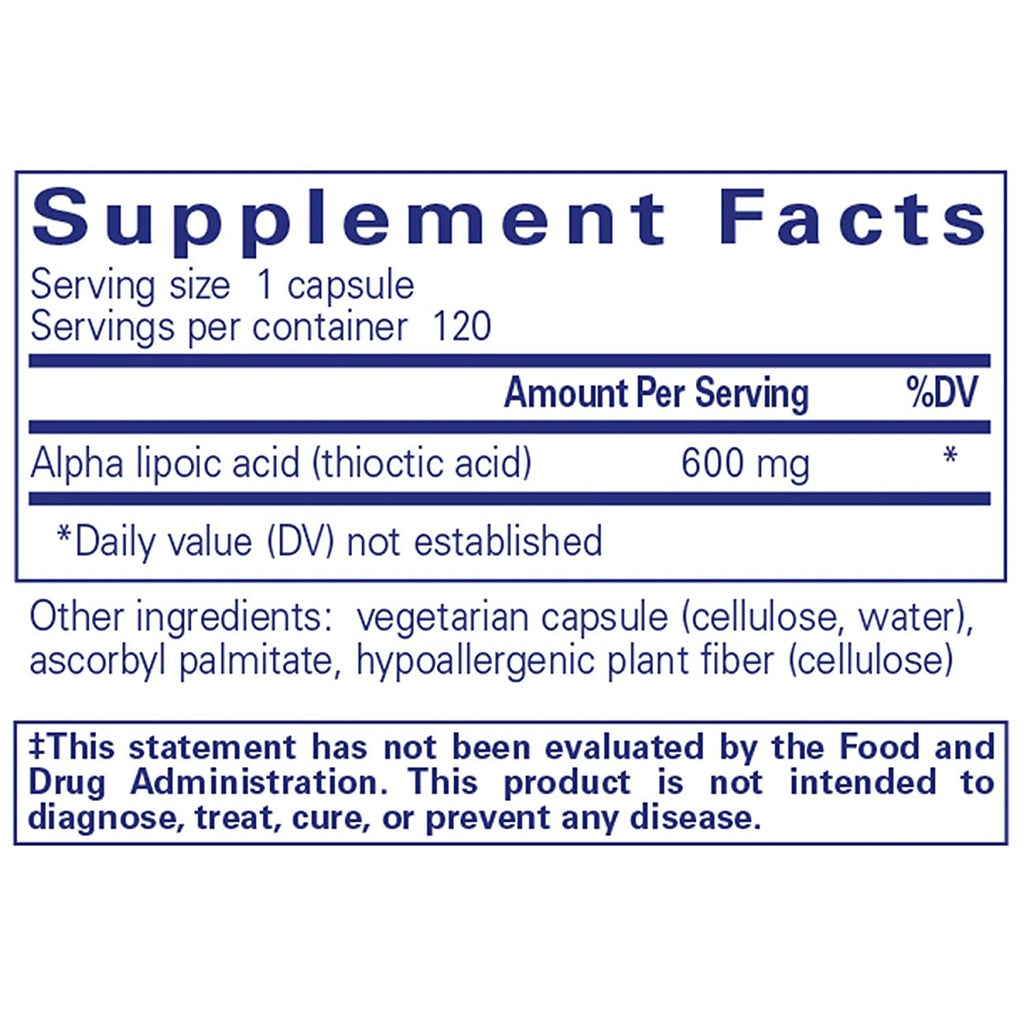 Pure Encapsulations, Alpha Lipoic Acid 600 mg Ingredients