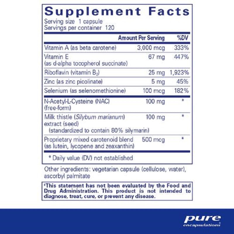 Pure Encapsulations, AntiOxidant Formula 120 Capsules Ingredients
