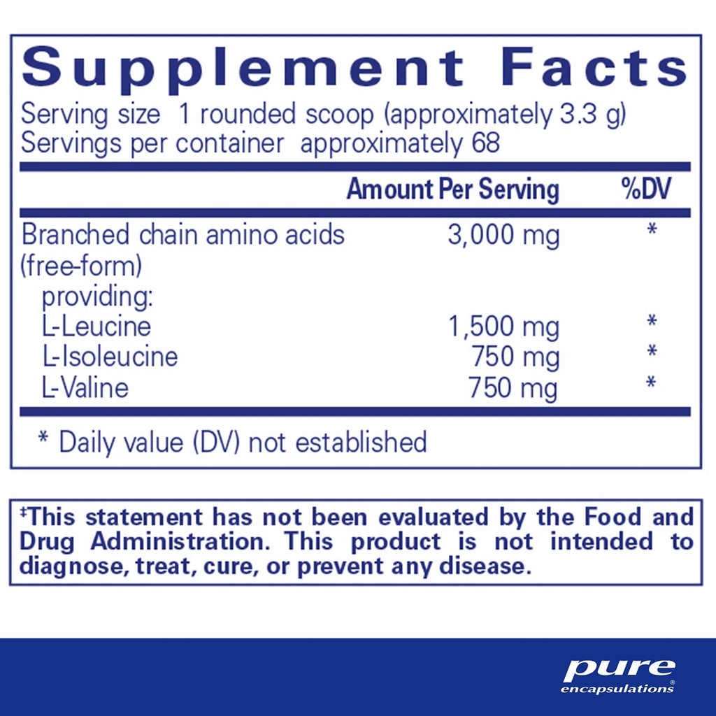 Pure Encapsulations, BCAA Powder 8 Ounces Ingredients