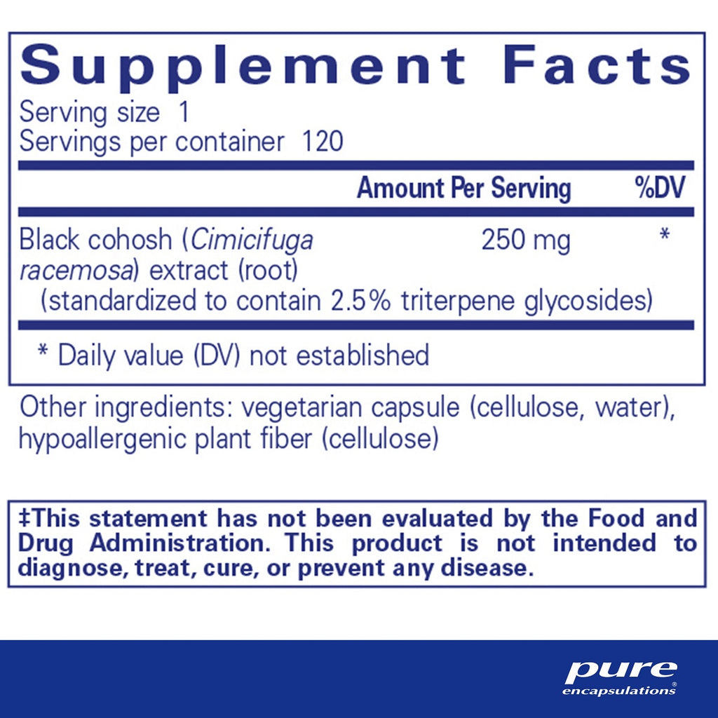 Pure Encapsulations, Black Cohosh 2.5 - 120 Capsules Ingredients