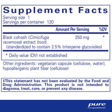Load image into Gallery viewer, Pure Encapsulations, Black Cohosh 2.5 - 120 Capsules Ingredients
