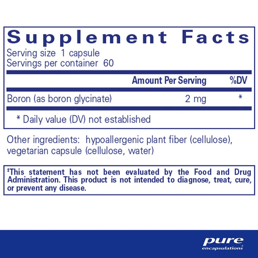 Pure Encapsulations, Boron (Glycinate) 60 Capsules Ingredients