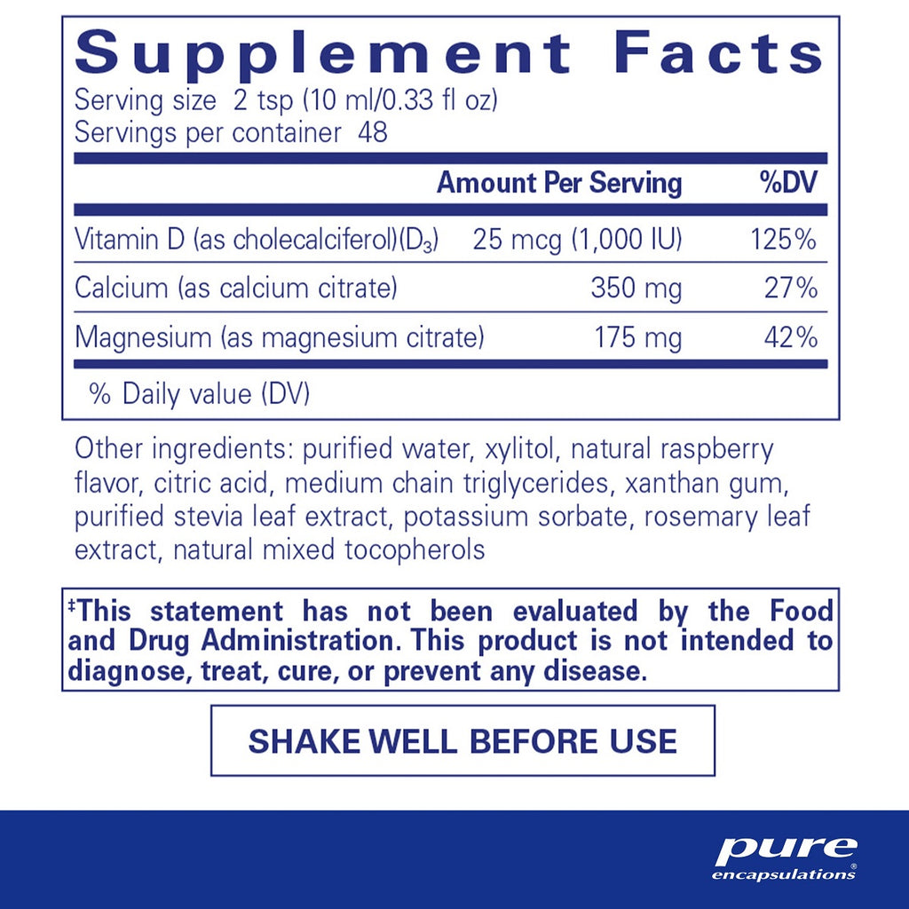 Pure Encapsulations, Cal/Mag/D Liquid 480 ml Ingredients