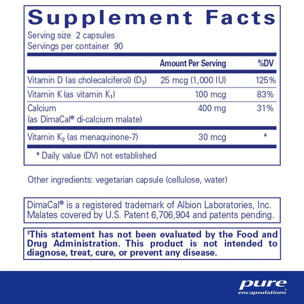 Pure Encapsulations, Calcium K/D Ingredients
