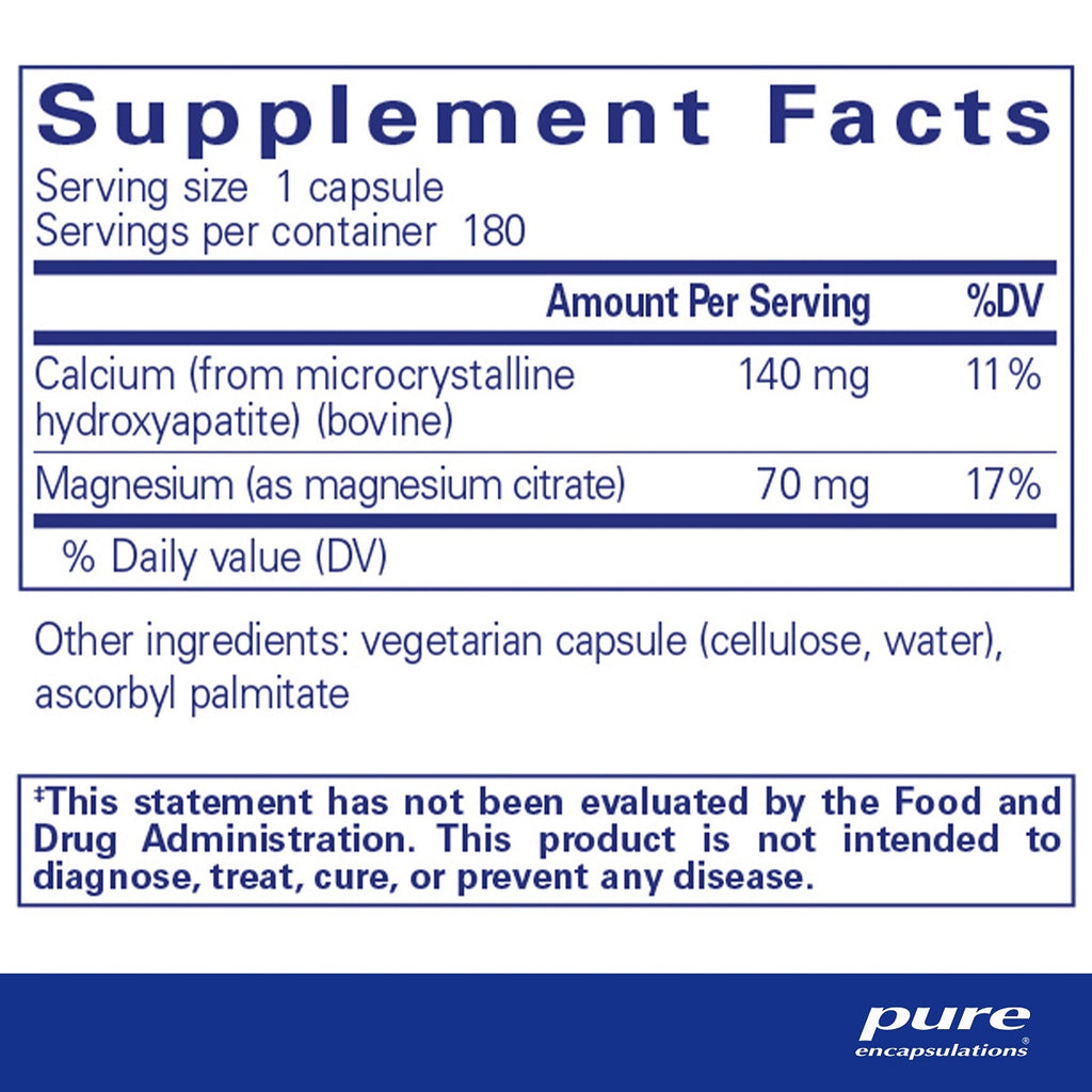 Pure Encapsulations, Calcium MCHA with Magnesium 180 Capsules Ingredients