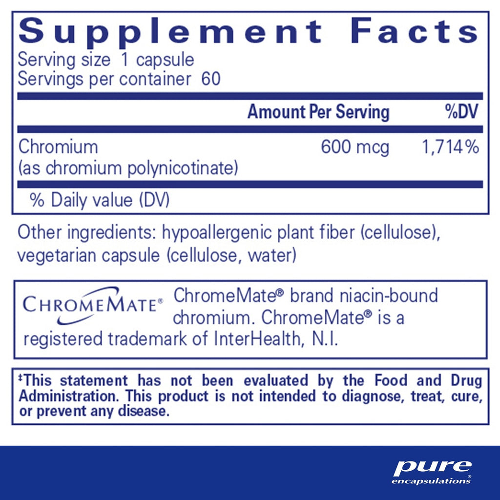 Pure Encapsulations, ChromeMate GTF 600 - Ingredients
