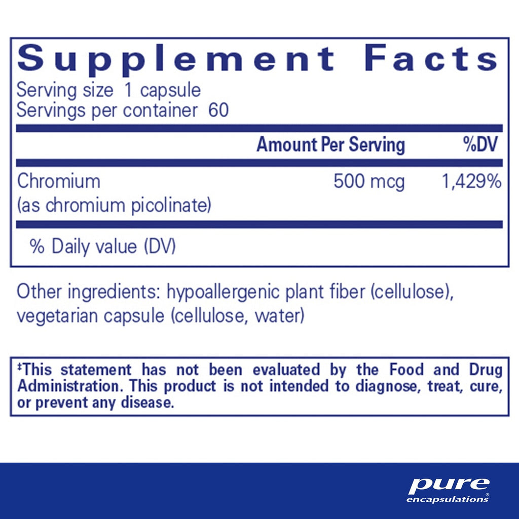 Pure Encapsulations, Chromium (Picolinate) 500 mcg Ingredients