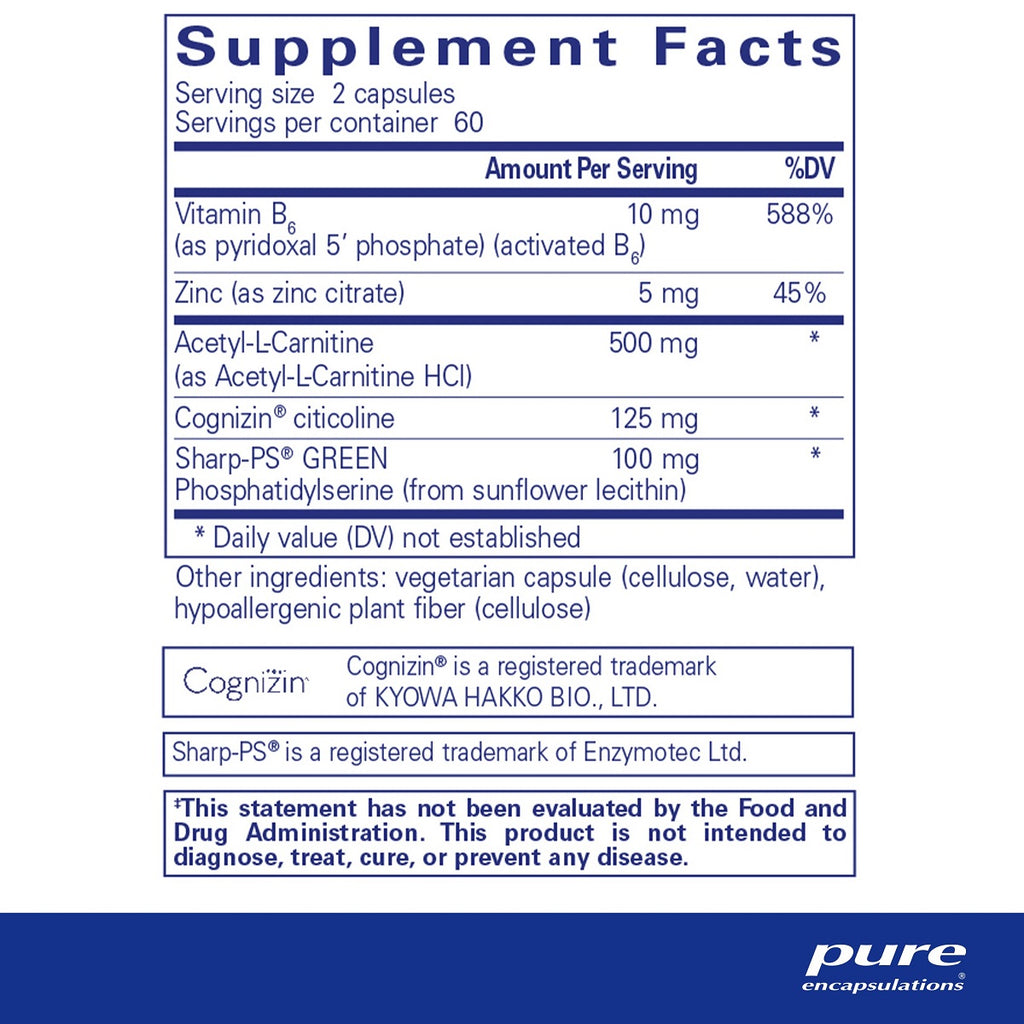 Pure Encapsulations, CogniPhos 60 and 120 Capsules Ingredients