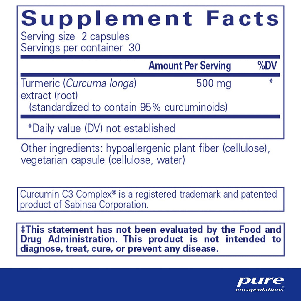 Pure Encapsulations, Curcumin 60 and 120 Capsules Ingredients