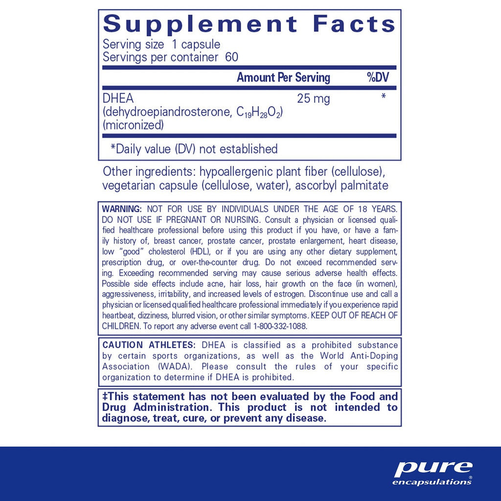 Pure Encapsulations, DHEA 25 mg - Ingredients
