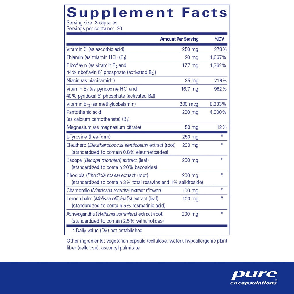 Pure Encapsulations, Daily Stress Formula Ingredients