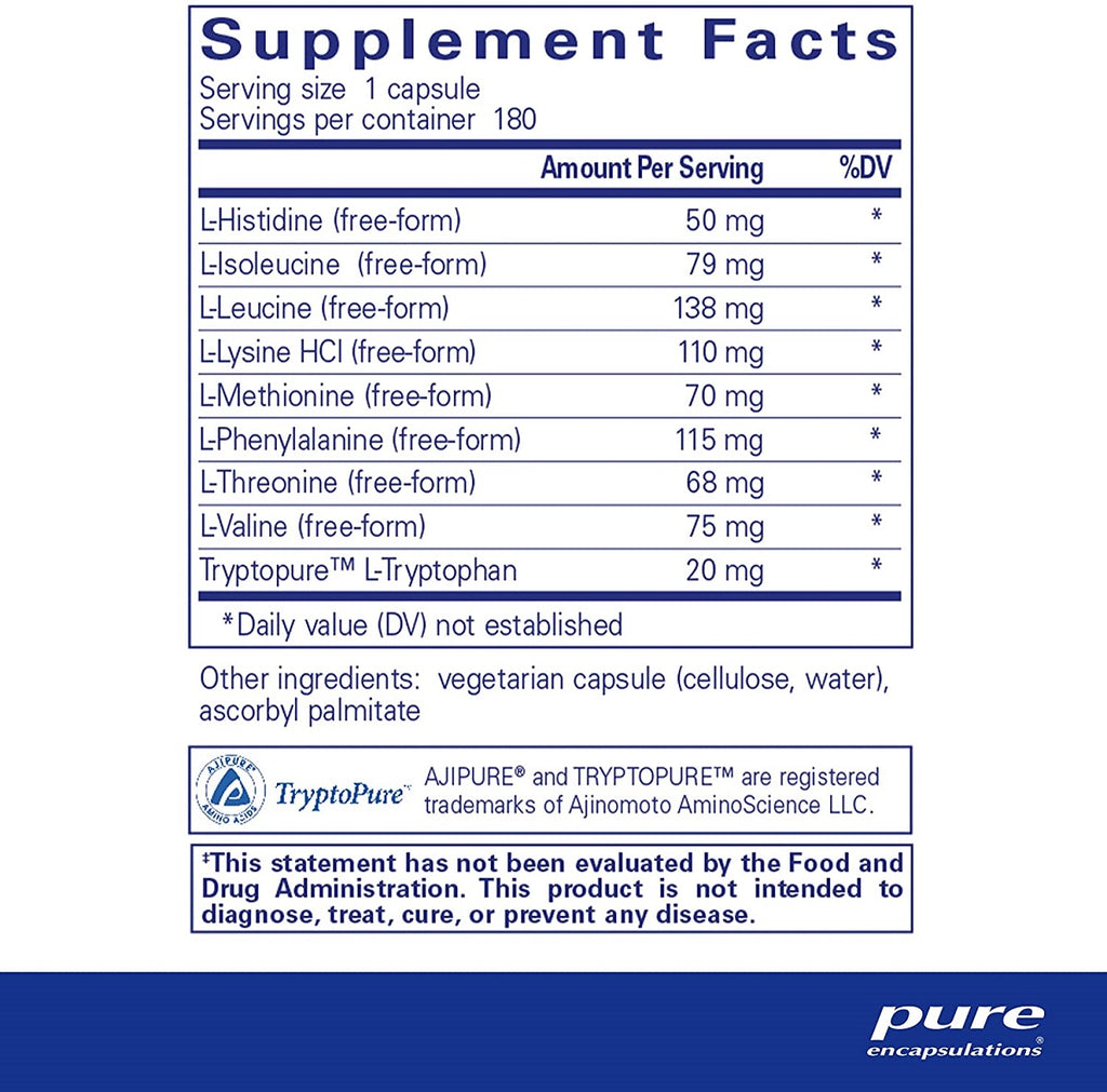 Pure Encapsulations, Essential Aminos 180 Capsules Ingredients