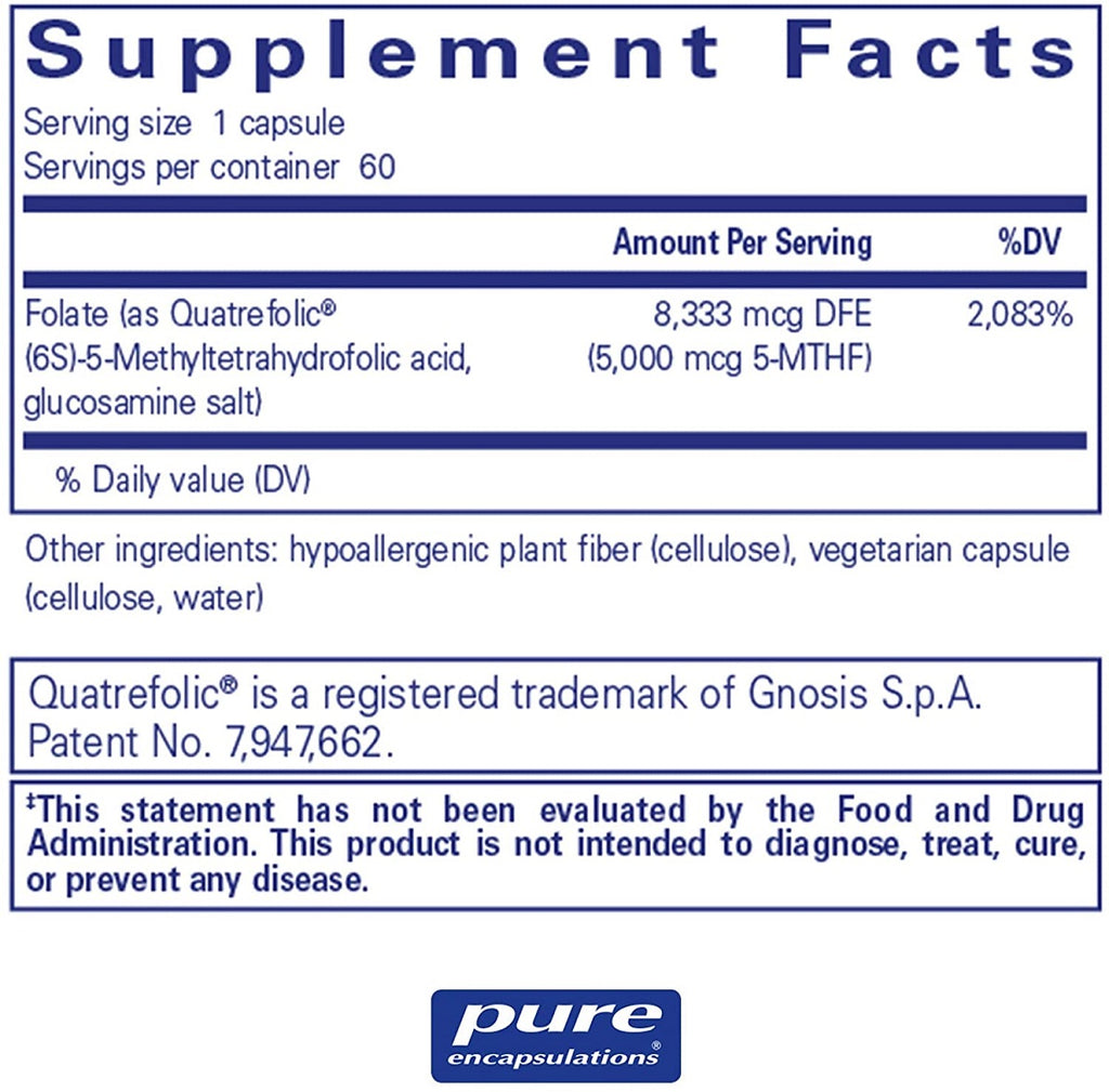 Pure Encapsulations, Folate 5,000 - 60 Capsules Ingredients