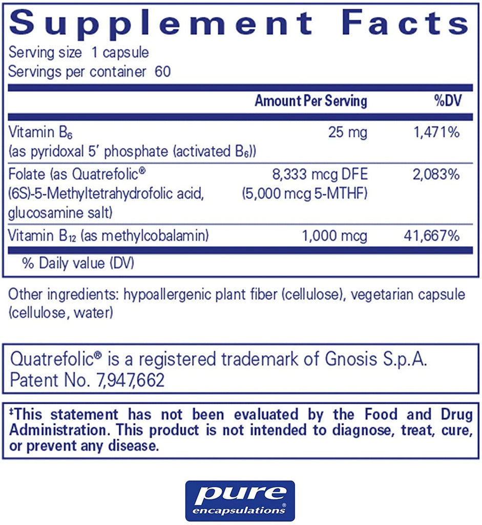 Pure Encapsulations, Folate 5,000 Plus - 60 Capsules Ingredients