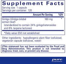 Load image into Gallery viewer, Pure Encapsulations, Ginkgo 50 - 160 mg 120 Capsules Ingredients
