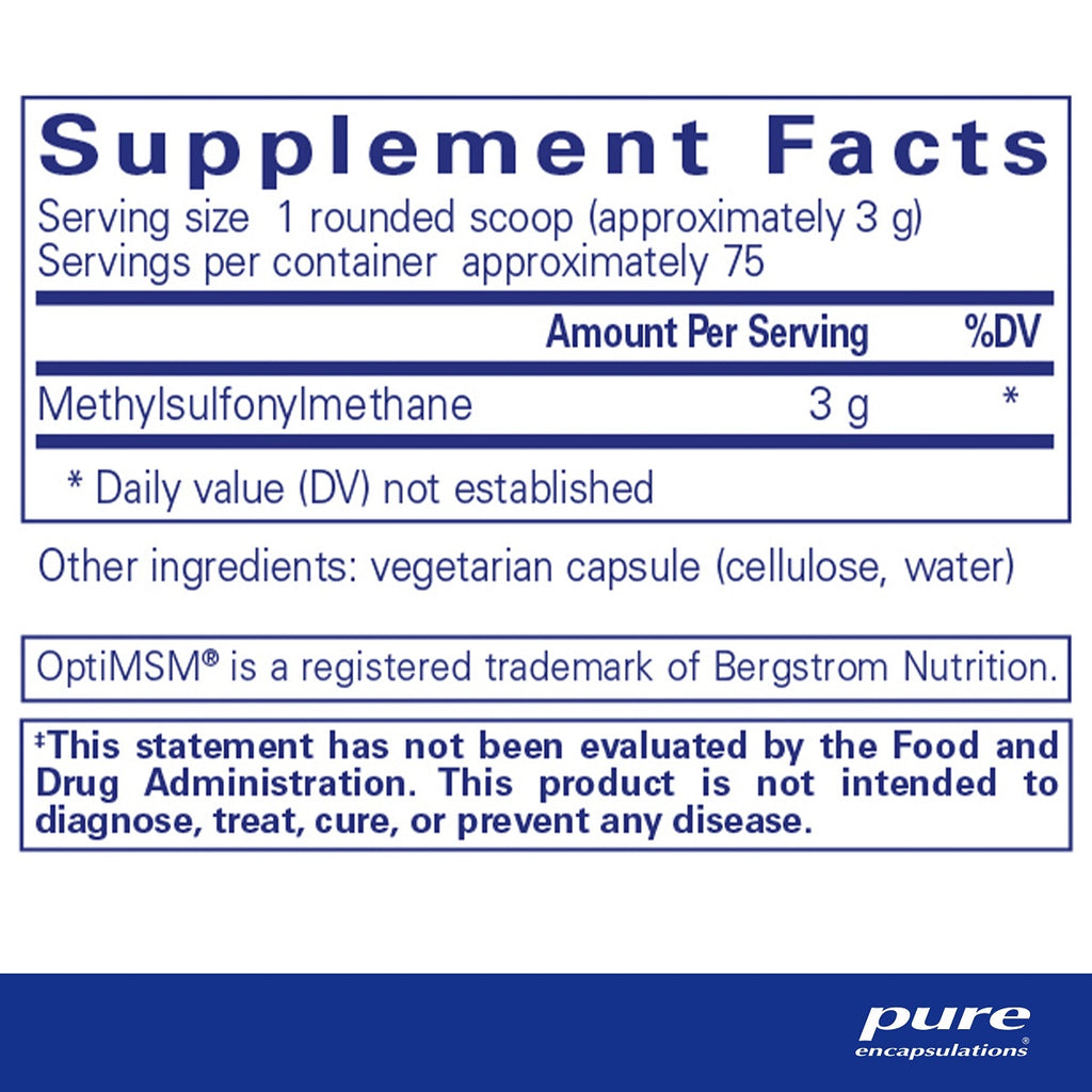 Pure Encapsulations, MSM Powder 227 Grams Ingredients