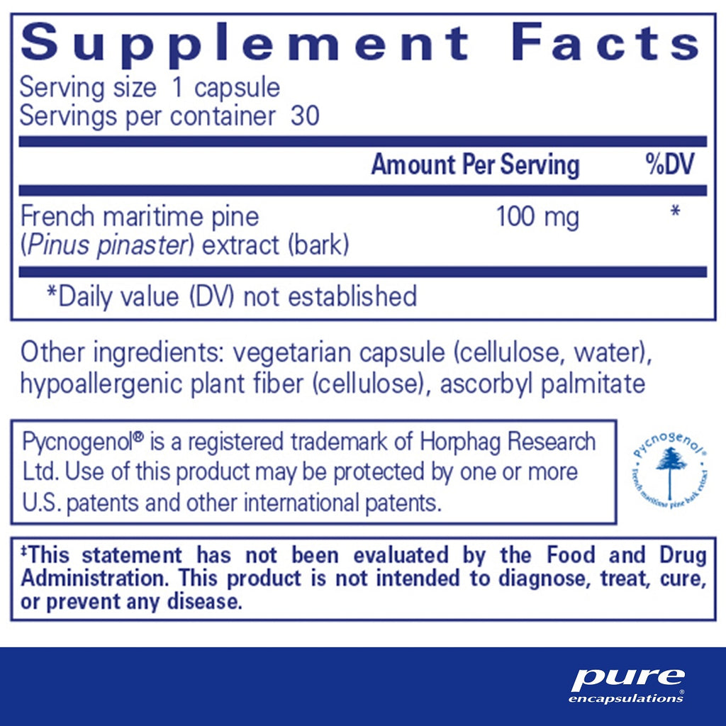 Pure Encapsulations, Pycnogenol 100 mg Ingredients