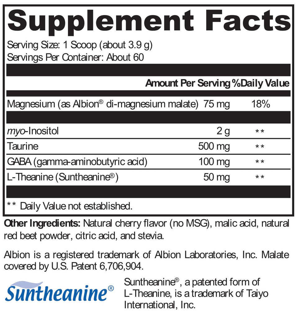 XYMOGEN, RelaxMax™ Cherry 60 Servings Ingredients