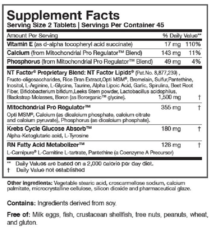 Researched Nutritionals, NT Factor® Energy Ingredients