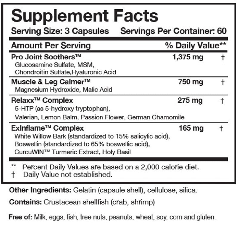 Researched Nutritionals, Soothe & Relaxx 180 Caps | Joint, Soft Tissue ...