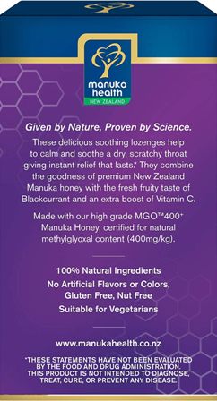 Manuka Health | Manuka Honey Blackcurrant, MGO 400+ | 15 Lozenges